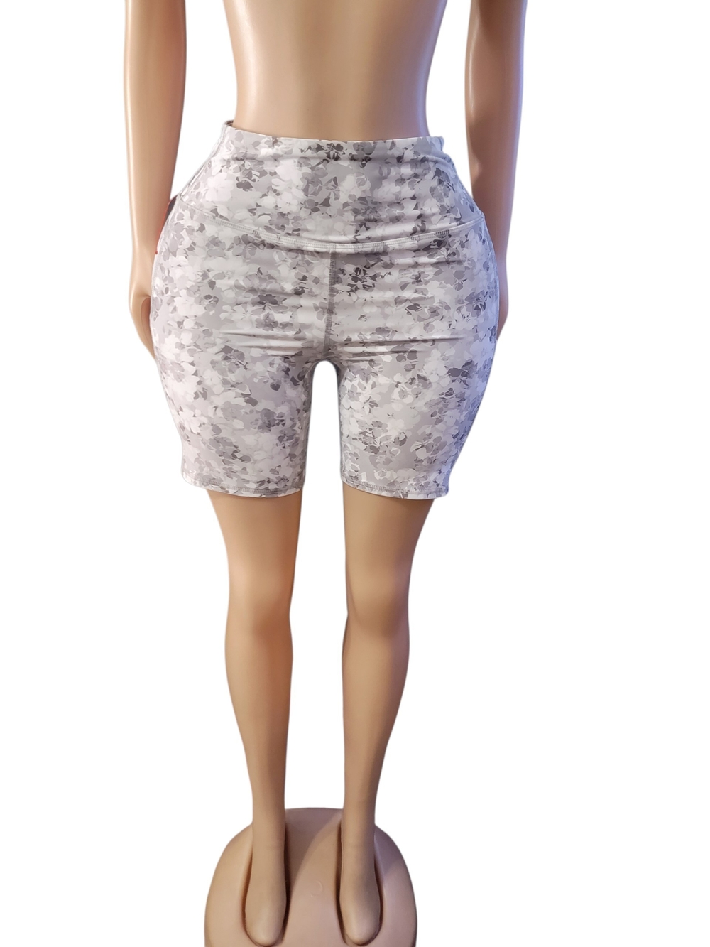 RBX Light Gray Floral High-Rise Bike Shorts